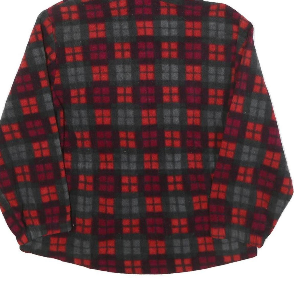 WOOLRICH Womens Red & Grey Check Hooded Zip Jacket S Polyester Blend Casual