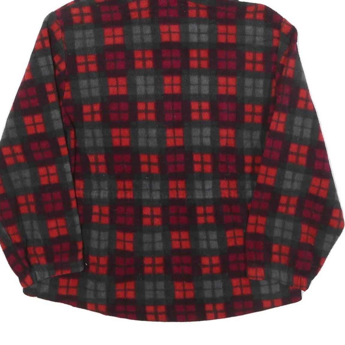 WOOLRICH Womens Red & Grey Check Hooded Zip Jacket S Polyester Blend Casual