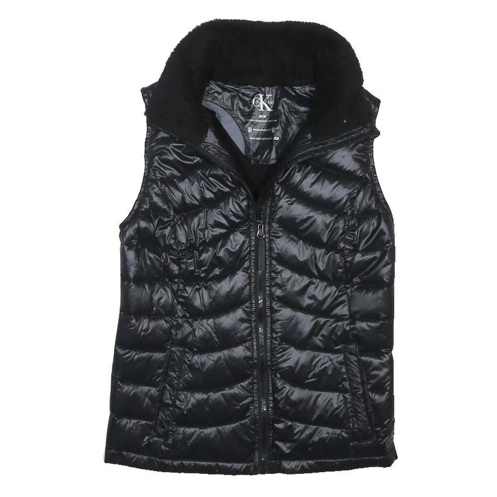 CALVIN KLEIN Womens Black Quilted Jacket M Polyester Blend Zip Puffer Vest