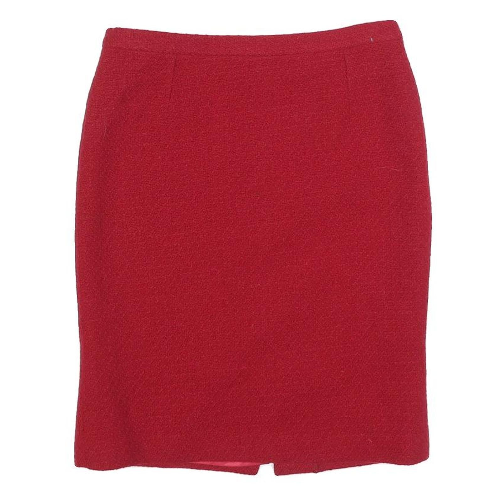 JIGSAW Womens Red Mini Wool Plain Skirt M Classic Elegant Office Wear