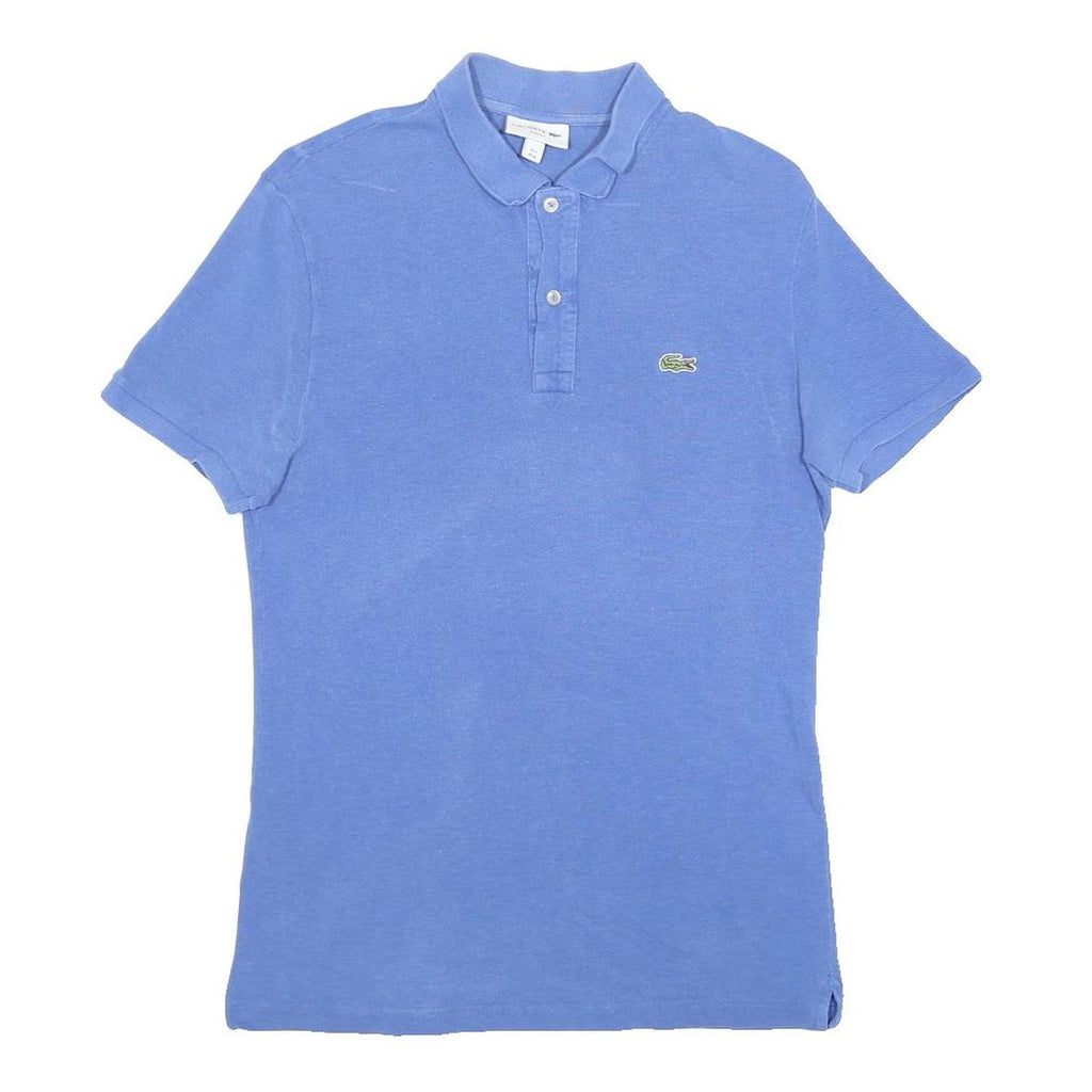LACOSTE Mens Blue Short Sleeve Polo Shirt M Cotton Blend Classic Fit Croc Logo