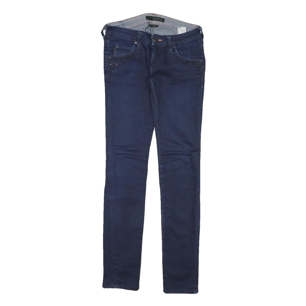 CALVIN KLEIN JEANS Womens Slim Blue Denim Jeans W27 L31 Rhinestone Embellished