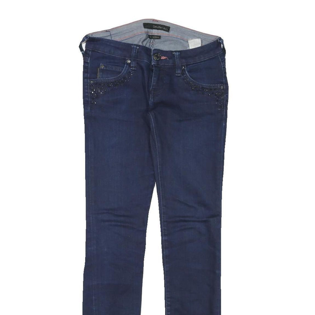 CALVIN KLEIN JEANS Womens Slim Blue Denim Jeans W27 L31 Rhinestone Embellished