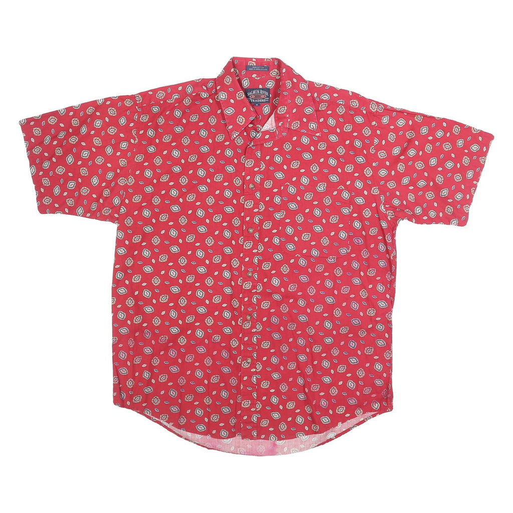 SALMON RIVER TRADERS Mens Red Printed Cotton Casual Shirt M Summer Patterned