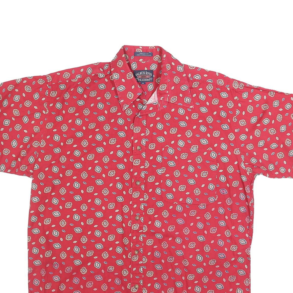 SALMON RIVER TRADERS Mens Red Printed Cotton Casual Shirt M Summer Patterned