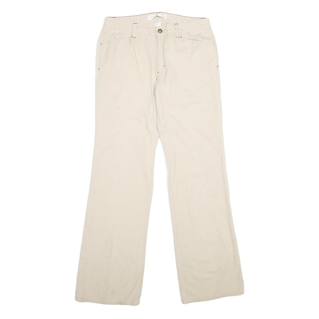 TOMMY HILFIGER Womens Beige Cotton Blend Regular Fit Straight Trousers W30 L33