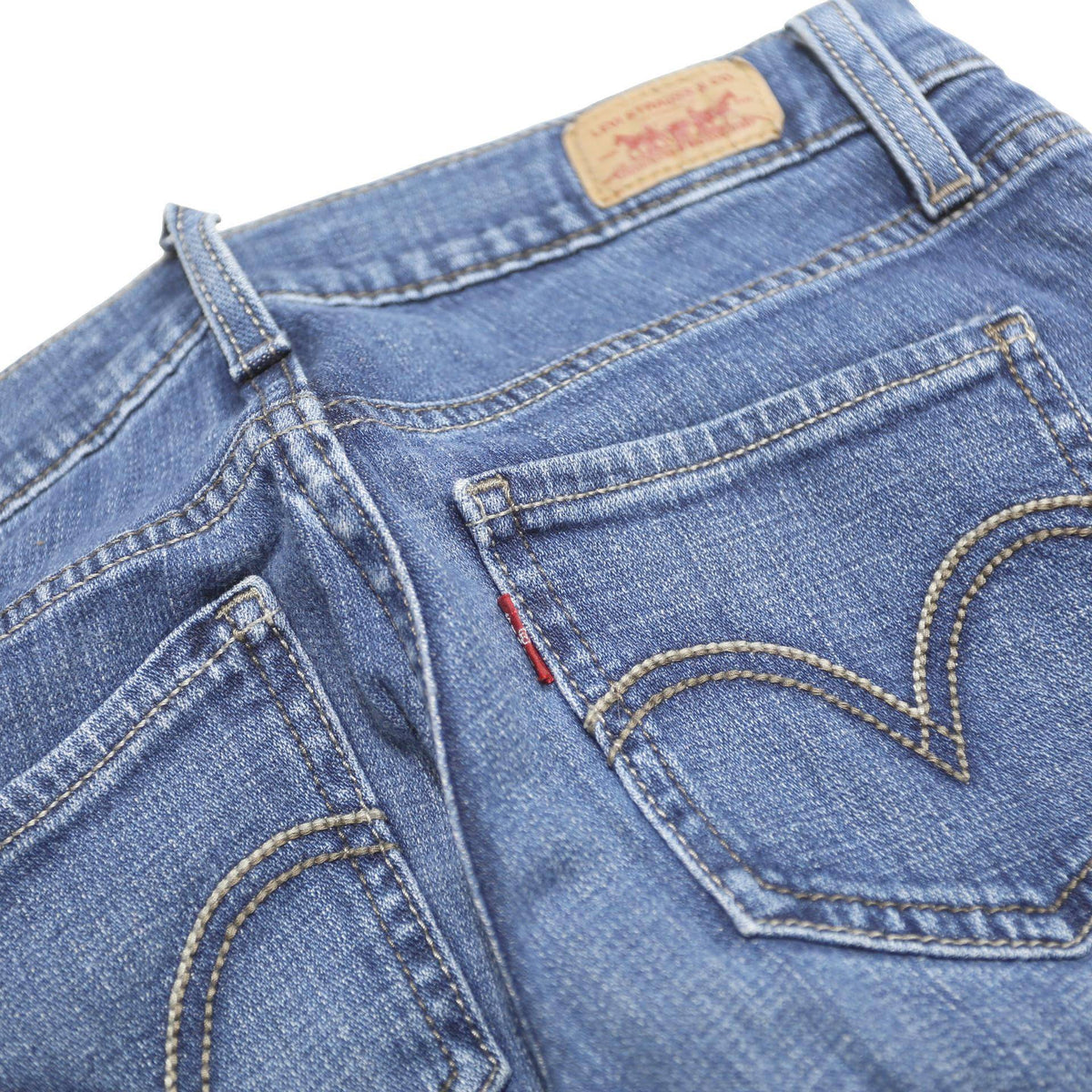 LEVI'S 524 Womens Jeans Blue Slim Skinny Denim Medium W26 L29 Zip Cotton Blend