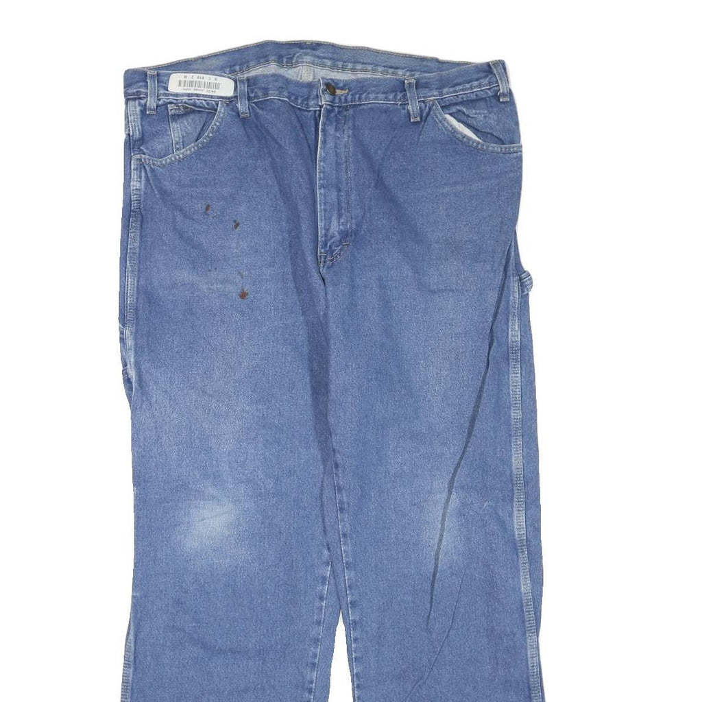 DICKIES Mens Blue Regular Fit Straight Leg Denim W40 L32 Utility Workwear Jeans