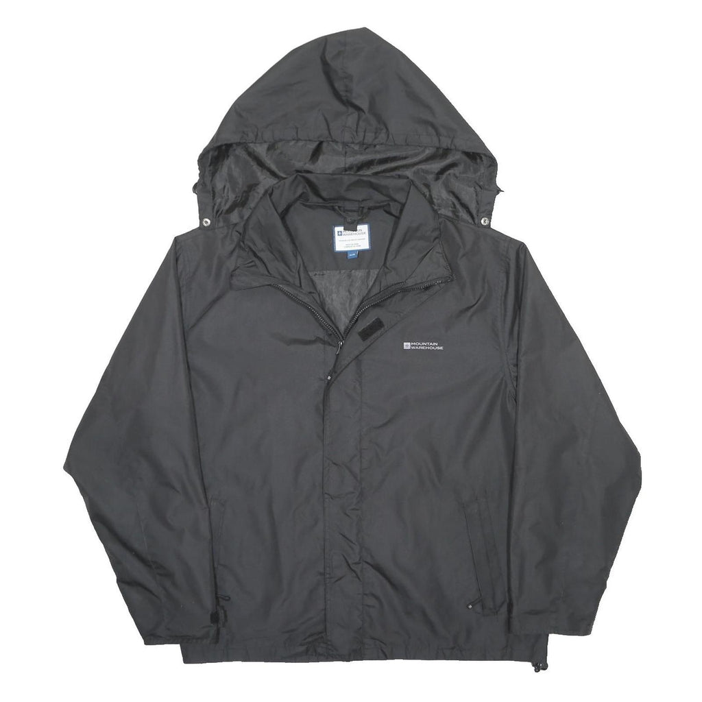 MOUNTAIN WAREHOUSE Mens Black Outdoor Jacket XL Polyester Zip Hooded Plain