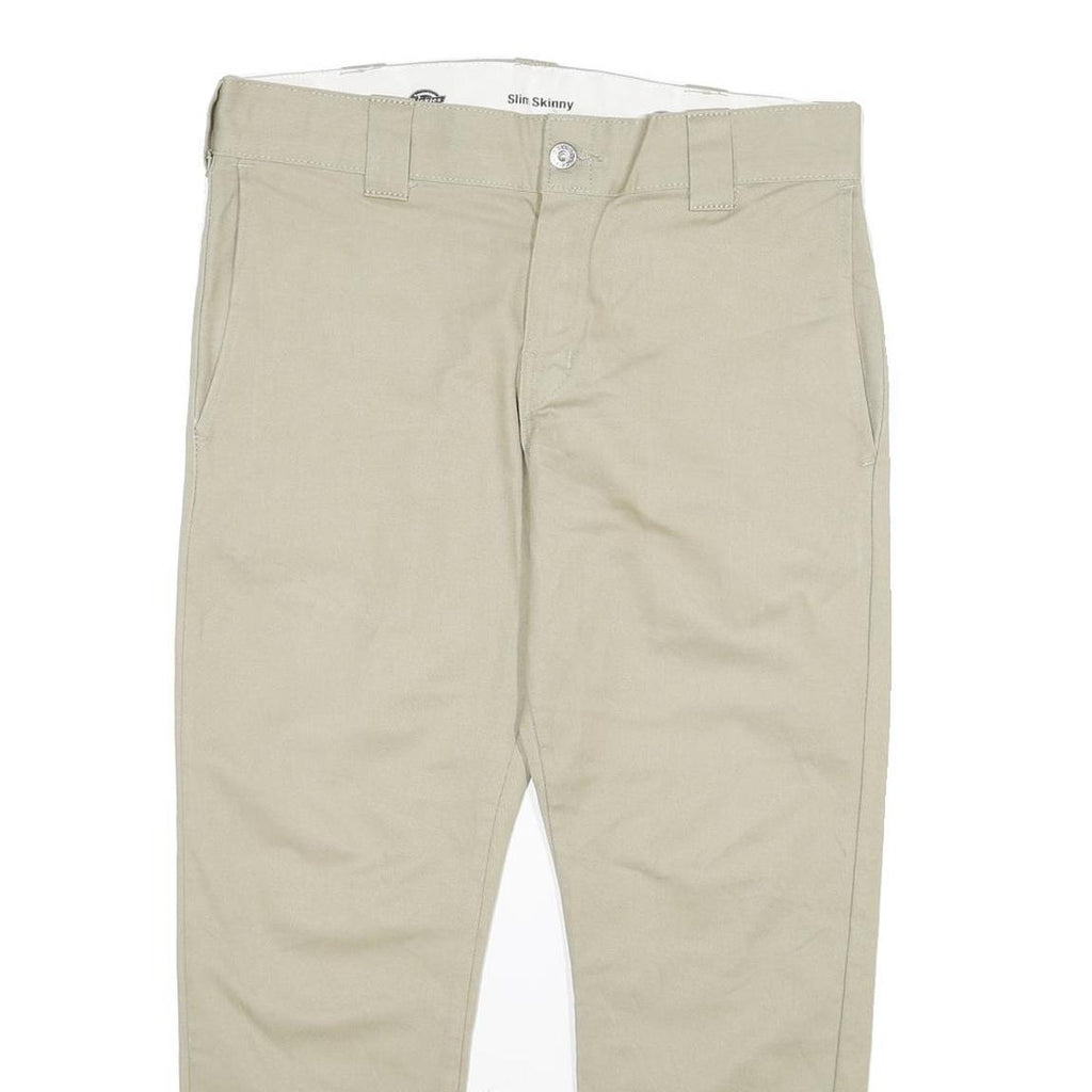 DICKIES Womens Cotton Blend Beige Slim Skinny Trousers W32 L25 Workwear Casual
