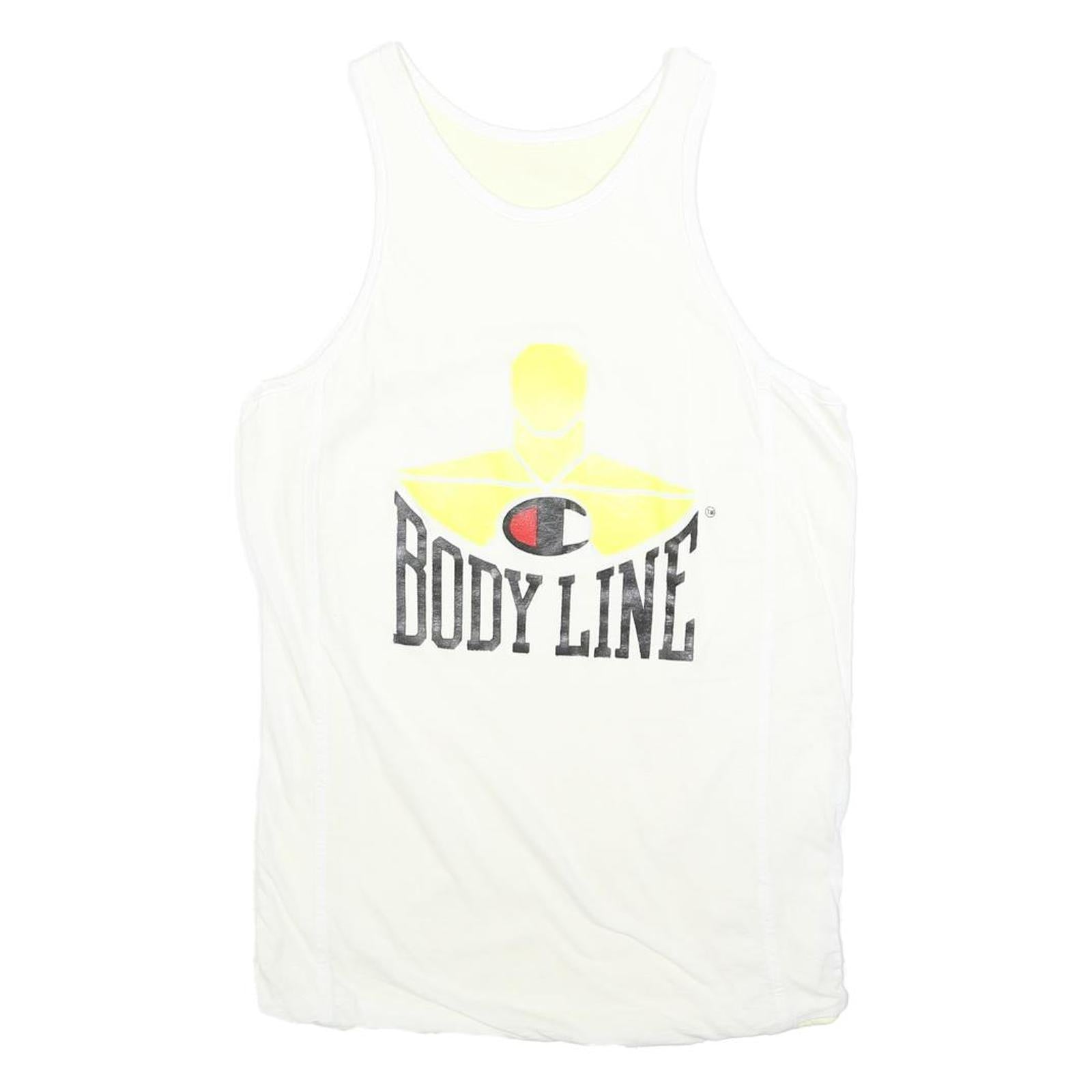 CHAMPION Womens White Graphic Vest 2XL Sleeveless Crew Neck Drawstring Jersey