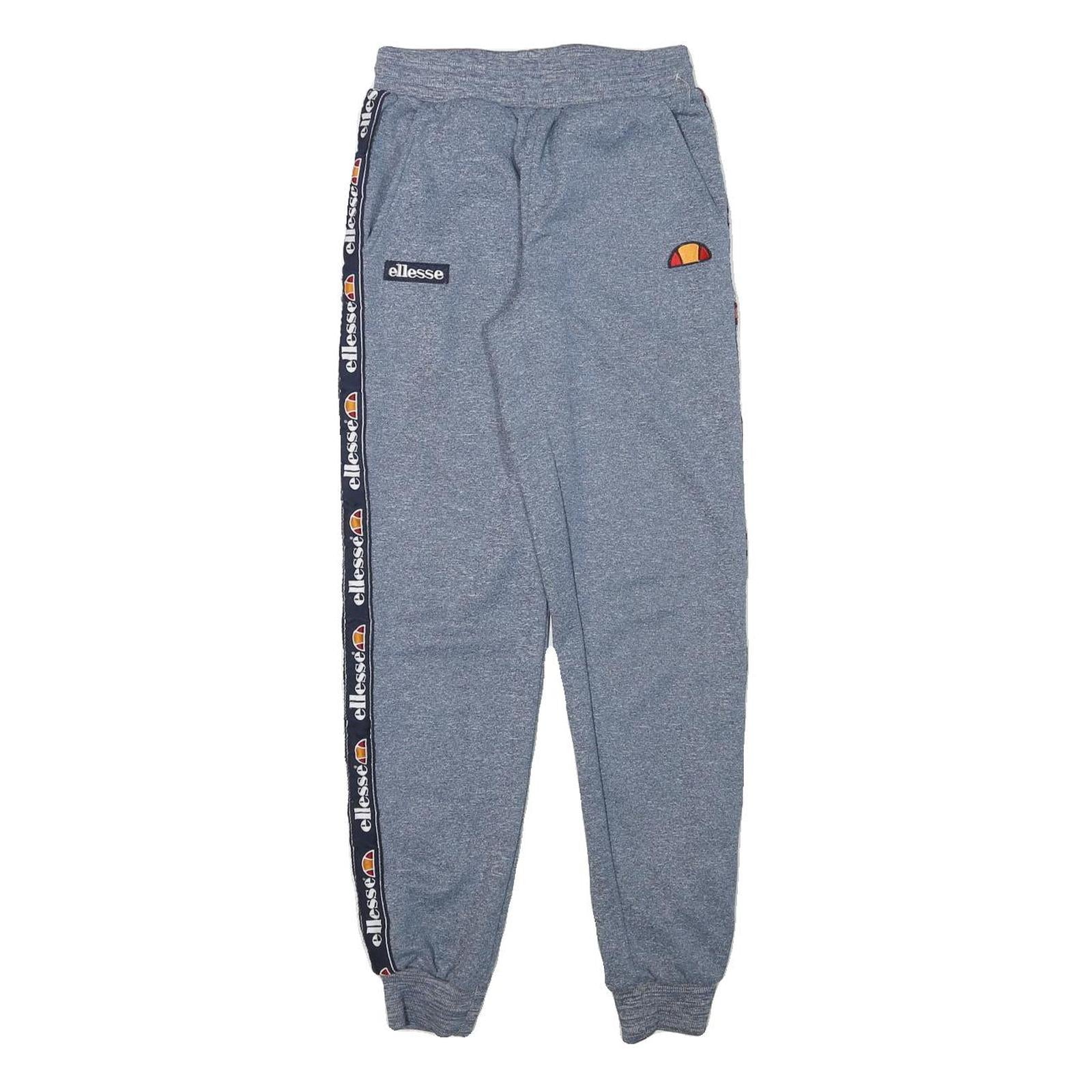 ELLESSE Womens Joggers Blue & Navy Logo Tape Slim Tapered UK 6 W22 L29