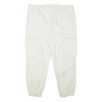 ASOS Mens White Relaxed Cargo Trousers W38 L27 Button Closure Casual Lightweight