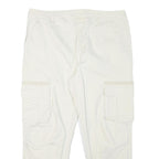 ASOS Mens White Relaxed Cargo Trousers W38 L27 Button Closure Casual Lightweight