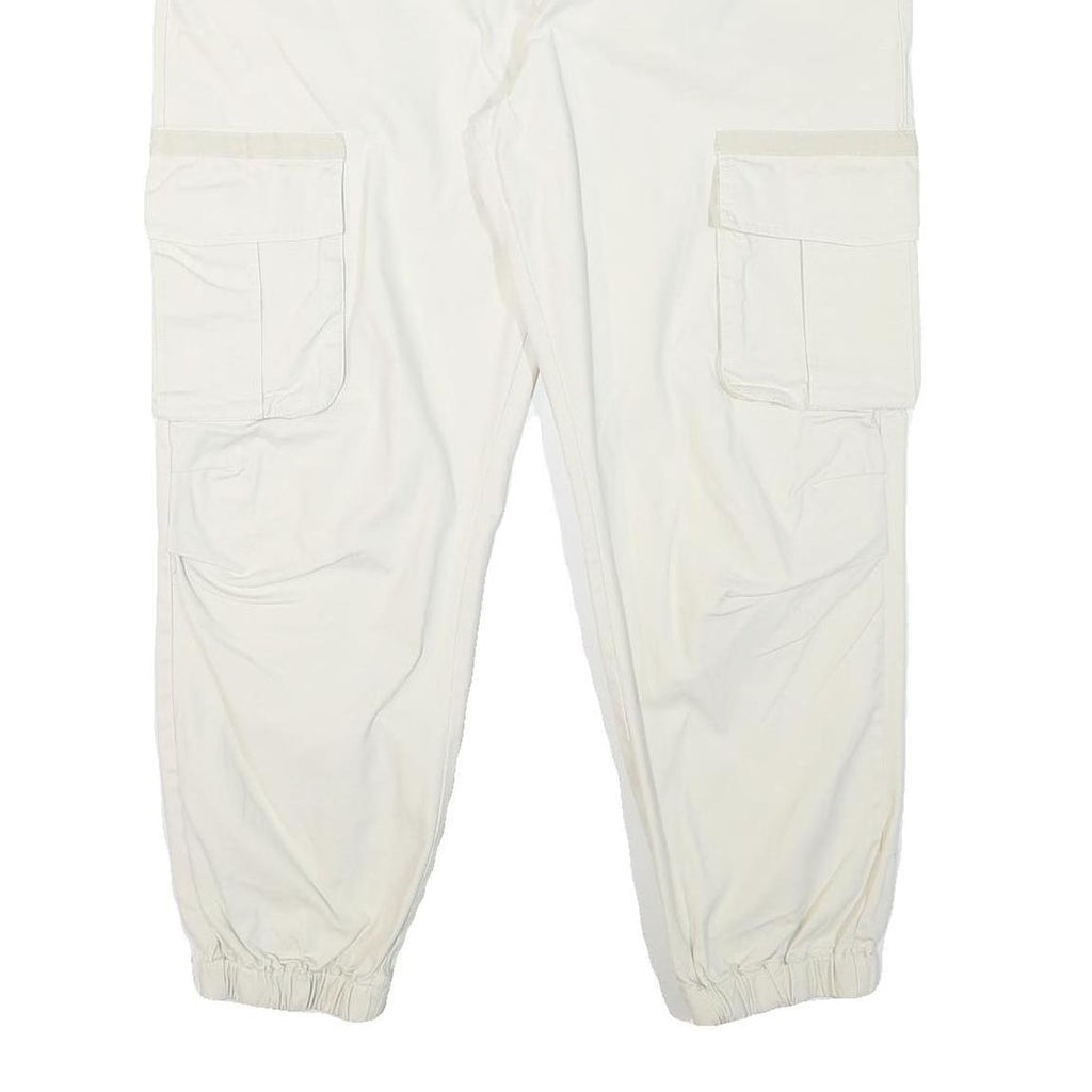 ASOS Mens White Relaxed Cargo Trousers W38 L27 Button Closure Casual Lightweight