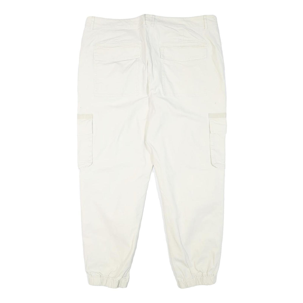 ASOS Mens White Relaxed Cargo Trousers W38 L27 Button Closure Casual Lightweight