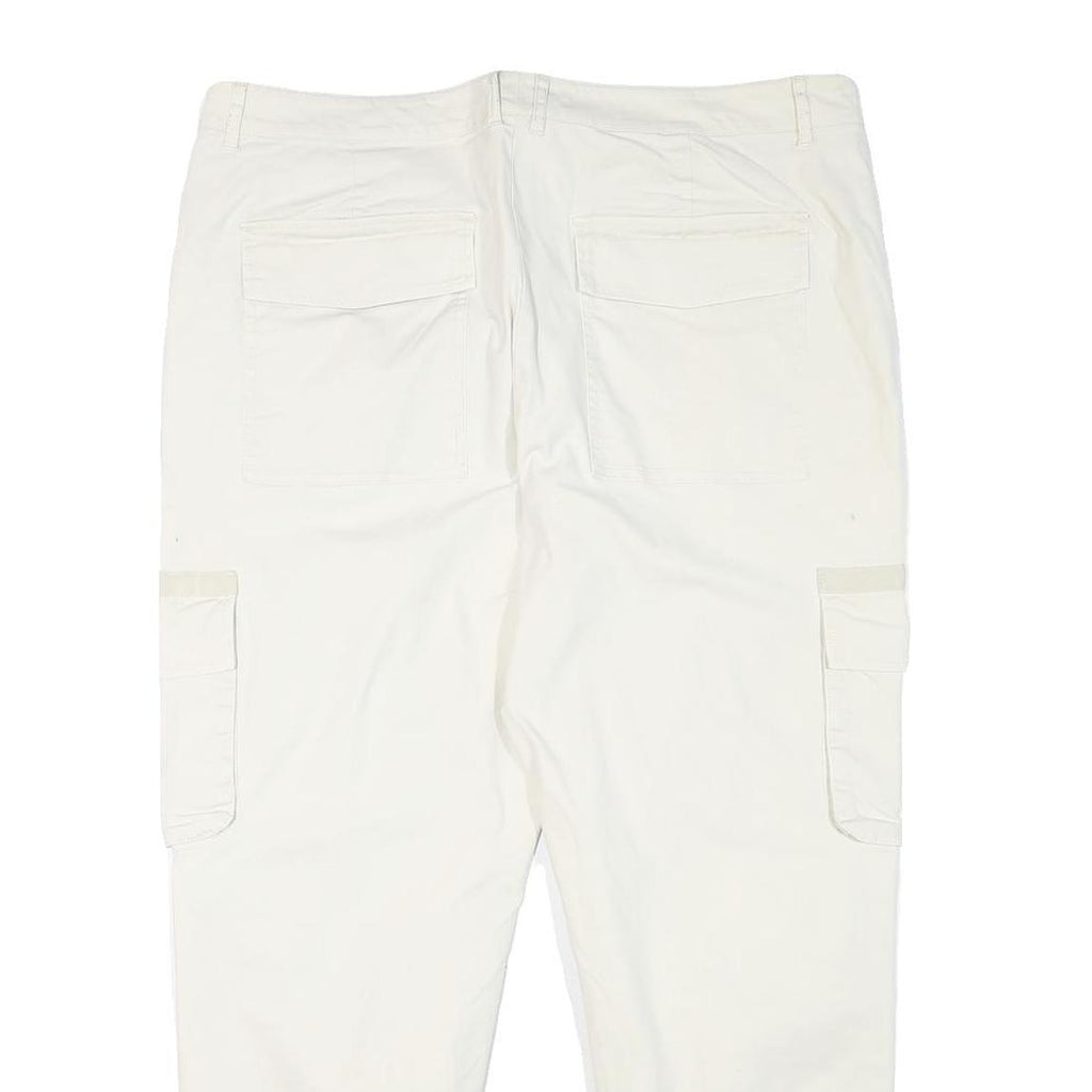 ASOS Mens White Relaxed Cargo Trousers W38 L27 Button Closure Casual Lightweight