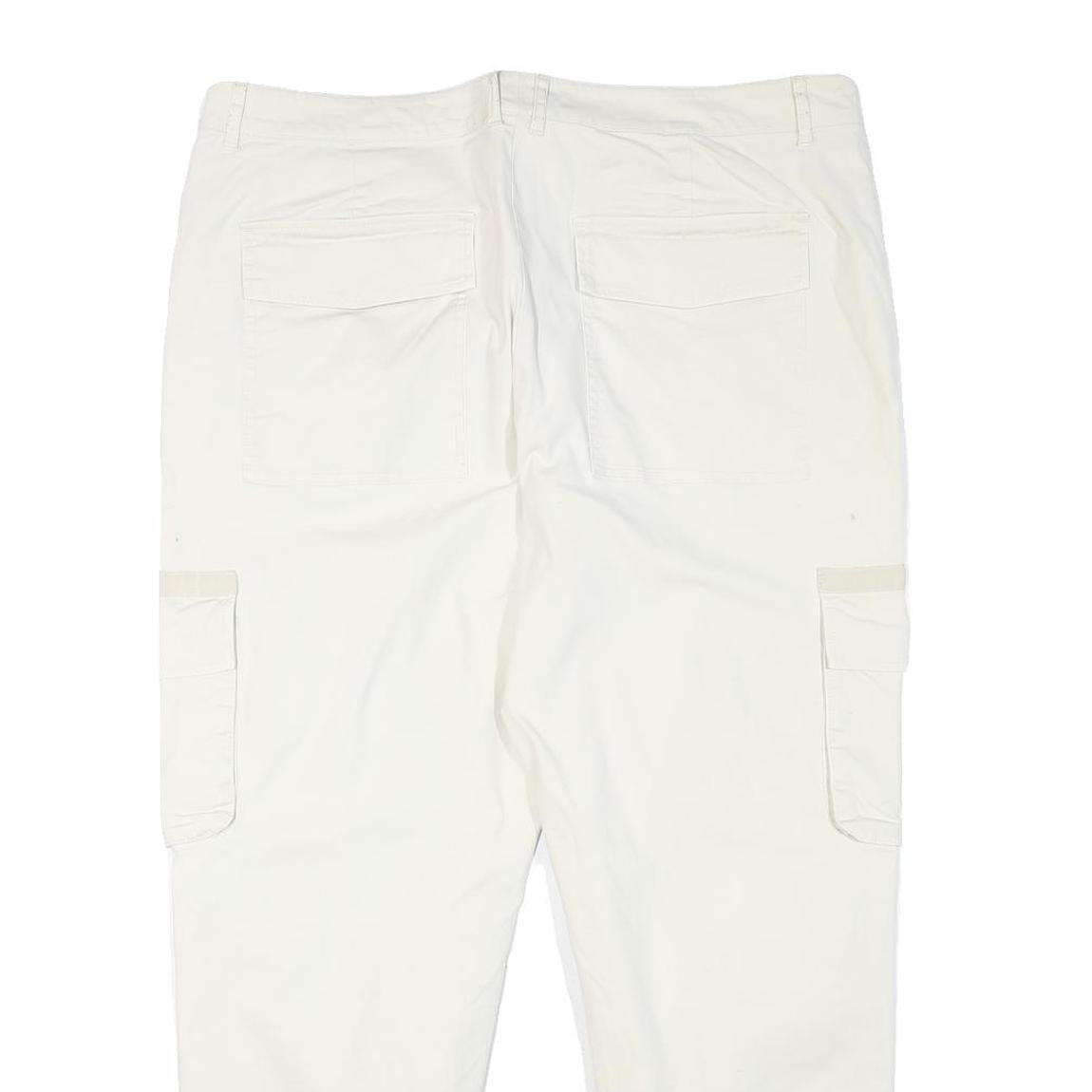 ASOS Mens White Relaxed Cargo Trousers W38 L27 Button Closure Casual Lightweight