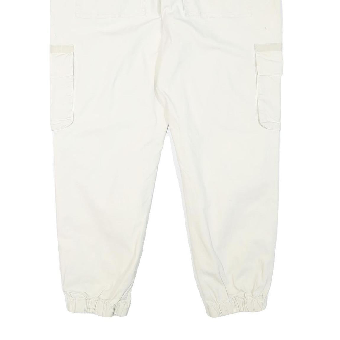 ASOS Mens White Relaxed Cargo Trousers W38 L27 Button Closure Casual Lightweight