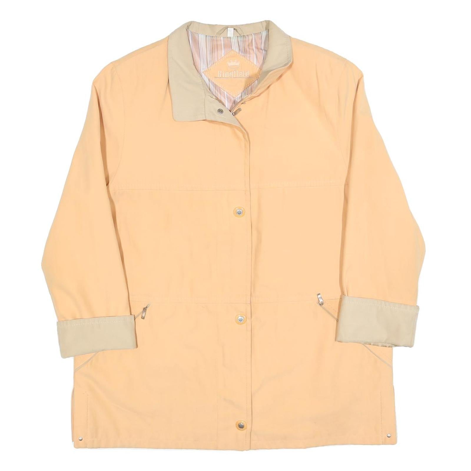 KINGFIELD Womens Beige & Cream Lightweight Zip Up Jacket L Polyester Blend Plain