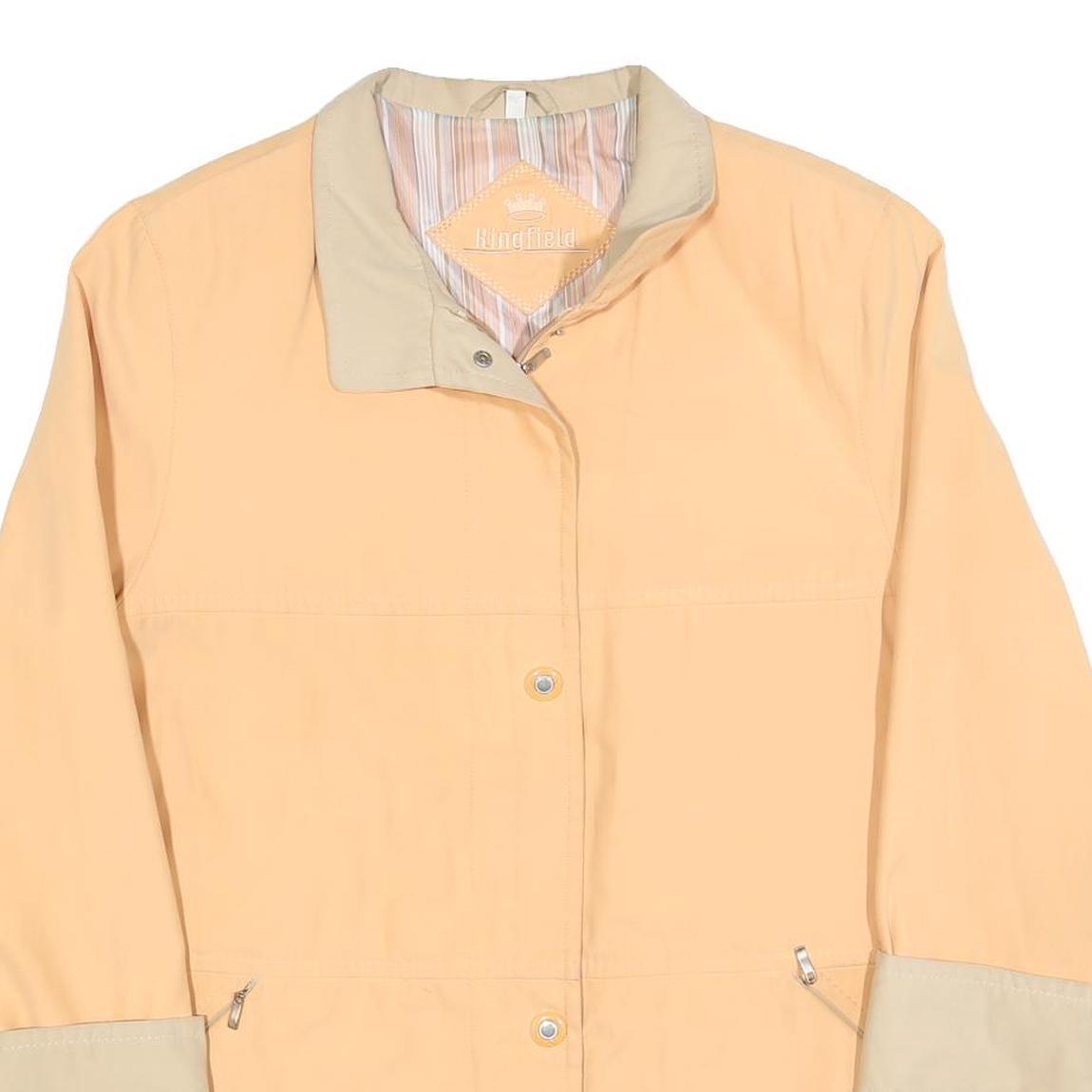 KINGFIELD Womens Beige & Cream Lightweight Zip Up Jacket L Polyester Blend Plain