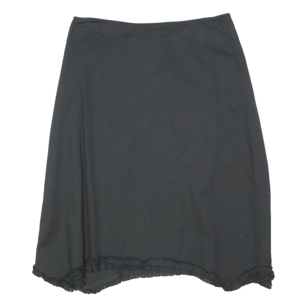 DKNY Womens Black Plain Mini Cotton Skirt M Casual Ruffled Hem