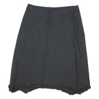 DKNY Womens Black Plain Mini Cotton Skirt M Casual Ruffled Hem