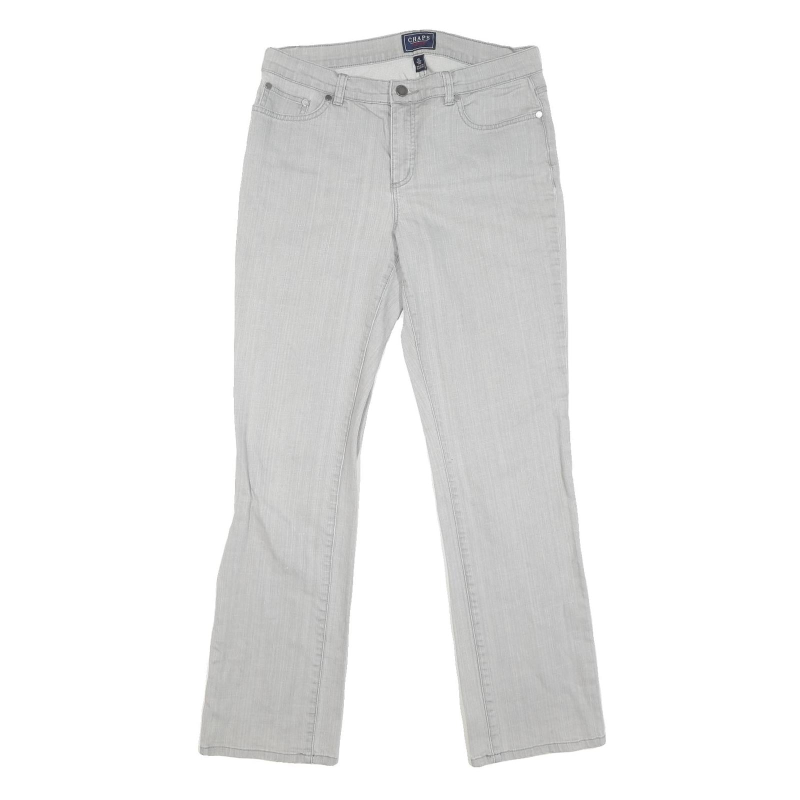 CHAPS Womens Jeans Grey Regular Straight Denim Light W32 L31 Classic Style Zip