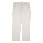 CARHARTT Mens Cotton Blend White Relaxed Straight Trousers W38 L34 Workwear Zip