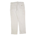 CARHARTT Mens Cotton Blend White Relaxed Straight Trousers W38 L34 Workwear Zip