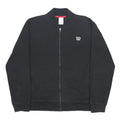 WILSON Mens Black Bomber Jacket L Cotton Blend Plain Zip Casual Sportswear