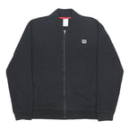 WILSON Mens Black Bomber Jacket L Cotton Blend Plain Zip Casual Sportswear