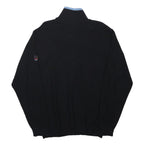 GREEN COAST Mens Black Pullover Plain 1/4 Zip Jumper Cotton Blend L Half Zip