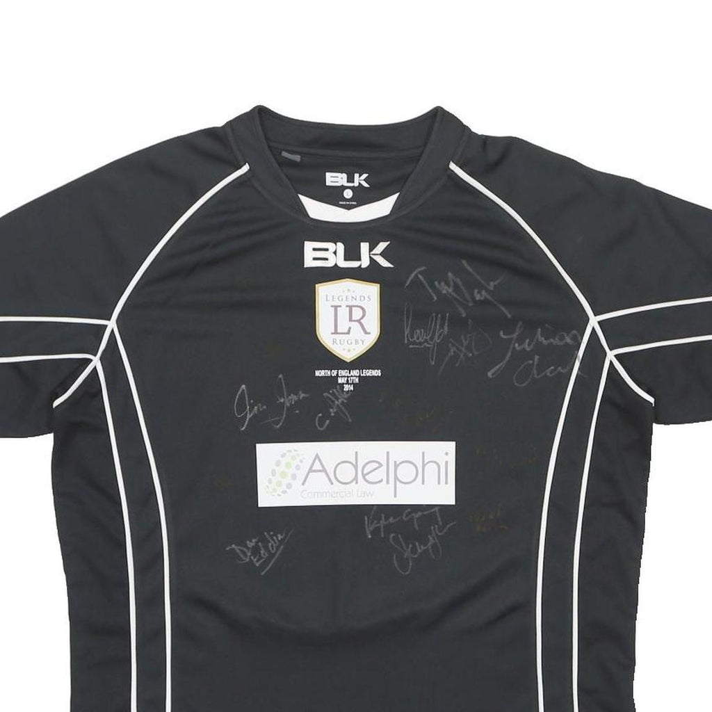 BLK Mens Black Legends Rugby Signed Graphic T-Shirt L Short Sleeve Crew Neck