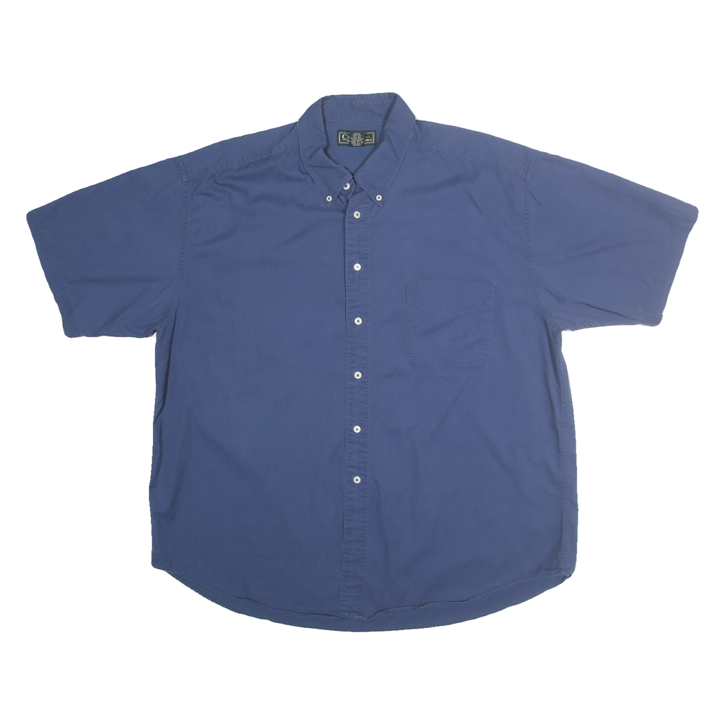 CROFT & BARROW Mens Blue Cotton Short Sleeve Button Shirt XL Casual Relaxed Fit