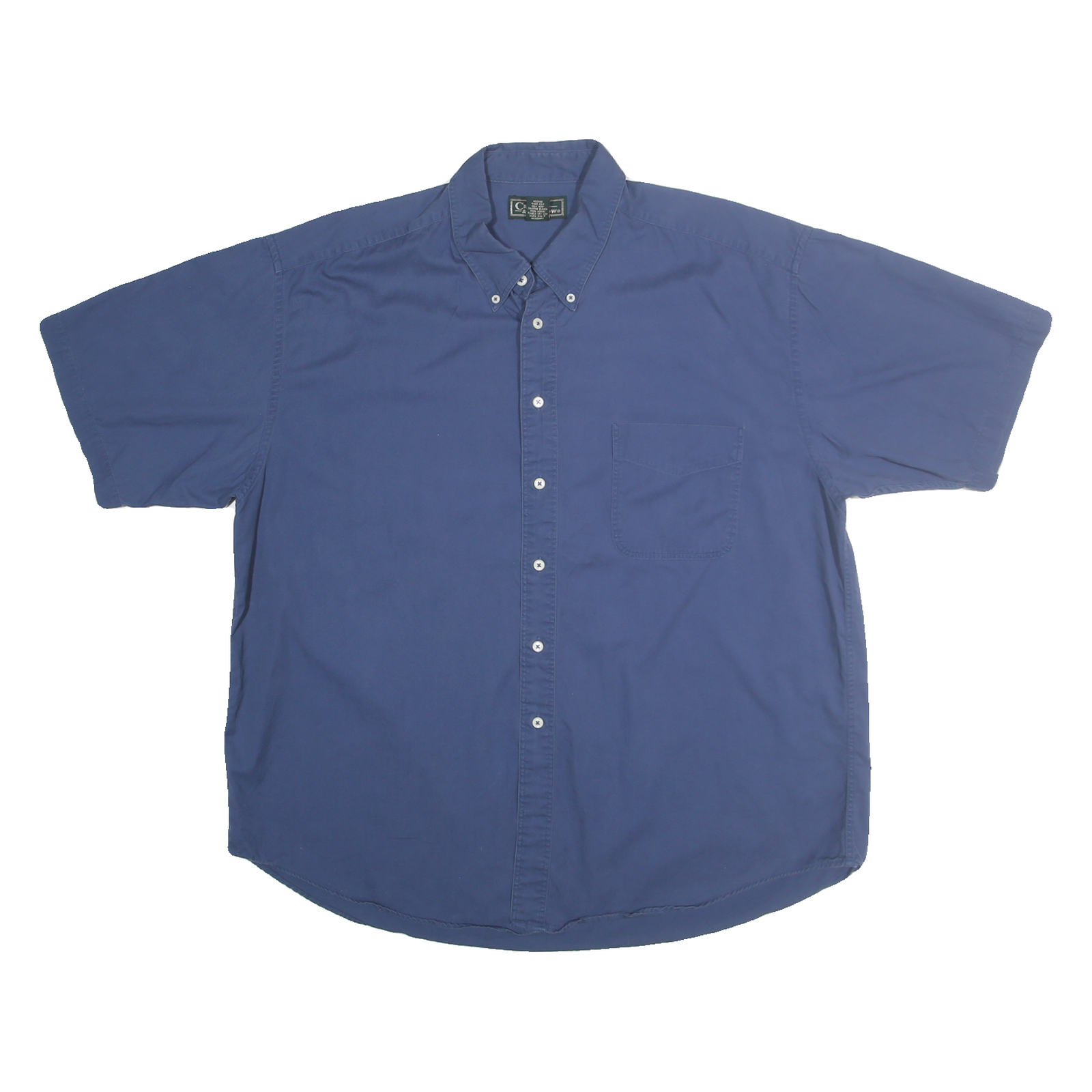 CROFT & BARROW Mens Blue Cotton Short Sleeve Button Shirt XL Casual Relaxed Fit