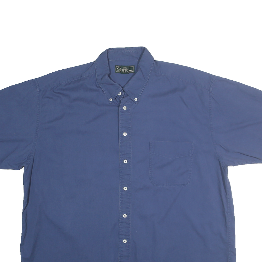 CROFT & BARROW Mens Blue Cotton Short Sleeve Button Shirt XL Casual Relaxed Fit