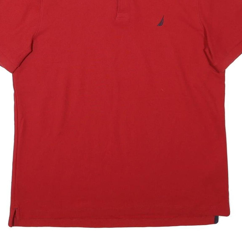 NAUTICA Mens Red Short Sleeve Plain Polo Shirt XL Classic Fit Cotton Blend