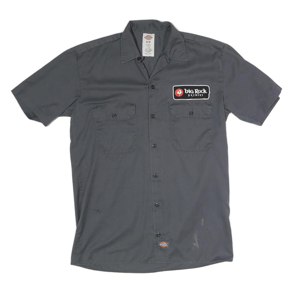 DICKIES Mens Grey Big Rock Brewery Work Shirt S Cotton Blend Button Fastening