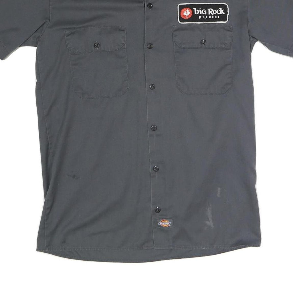 DICKIES Mens Grey Big Rock Brewery Work Shirt S Cotton Blend Button Fastening