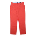 TOMMY HILFIGER Mens Regular Red Cotton Blend Zip Trousers W32 L30 Casual Stylish