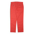 TOMMY HILFIGER Mens Regular Red Cotton Blend Zip Trousers W32 L30 Casual Stylish