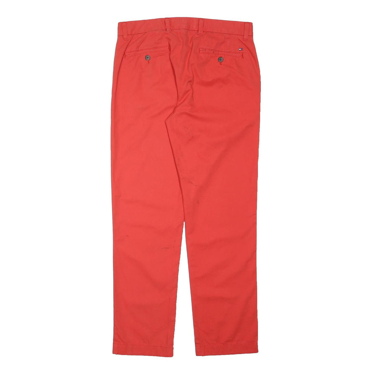 TOMMY HILFIGER Mens Regular Red Cotton Blend Zip Trousers W32 L30 Casual Stylish