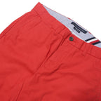 TOMMY HILFIGER Mens Regular Red Cotton Blend Zip Trousers W32 L30 Casual Stylish