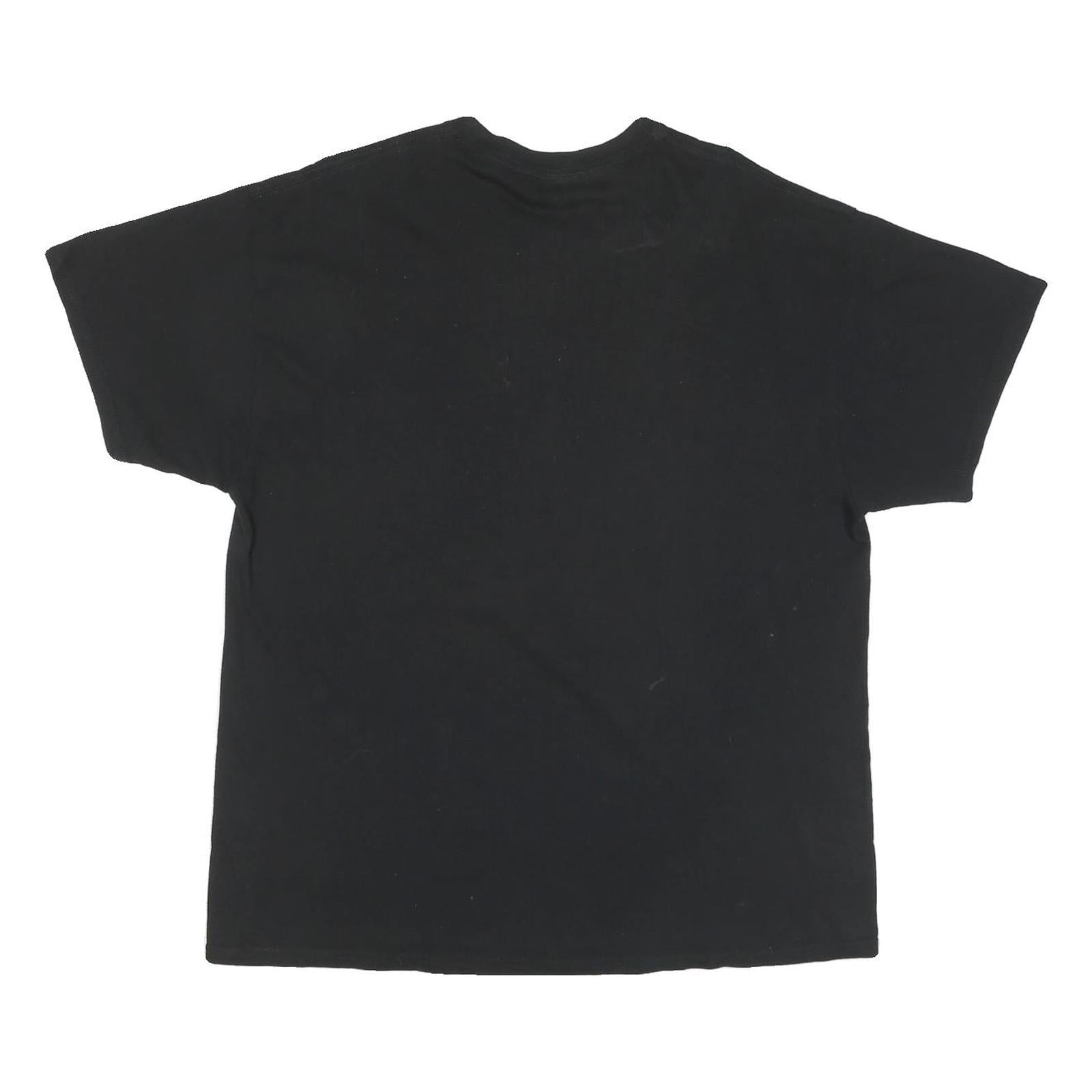 DOM Mens Black Space Wolf Graphic T-Shirt XL Short Sleeve Crew Neck Unique Print