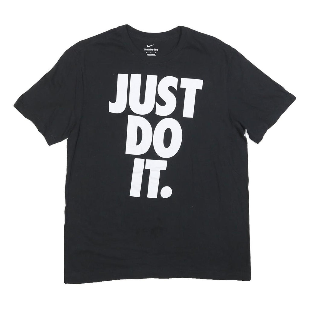 NIKE Mens Black Just Do It T-Shirt M Short Sleeve Crew Neck Cotton Blend
