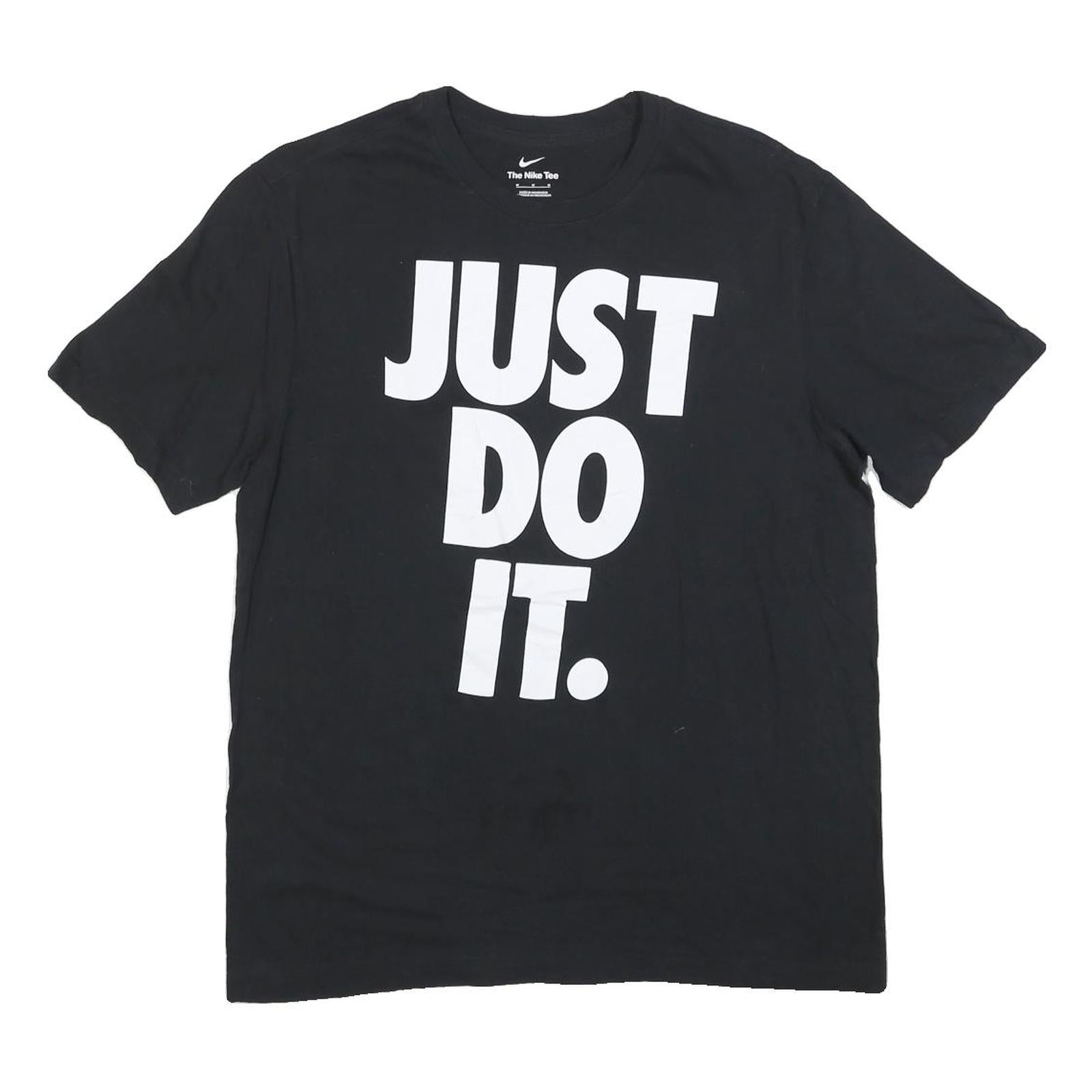 NIKE Mens Black Just Do It T-Shirt M Short Sleeve Crew Neck Cotton Blend