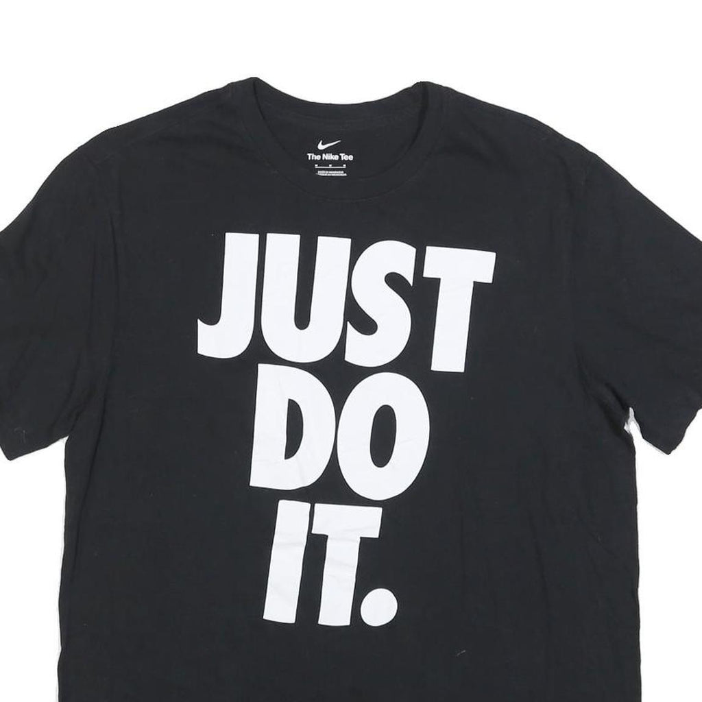 NIKE Mens Black Just Do It T-Shirt M Short Sleeve Crew Neck Cotton Blend