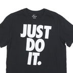 NIKE Mens Black Just Do It T-Shirt M Short Sleeve Crew Neck Cotton Blend