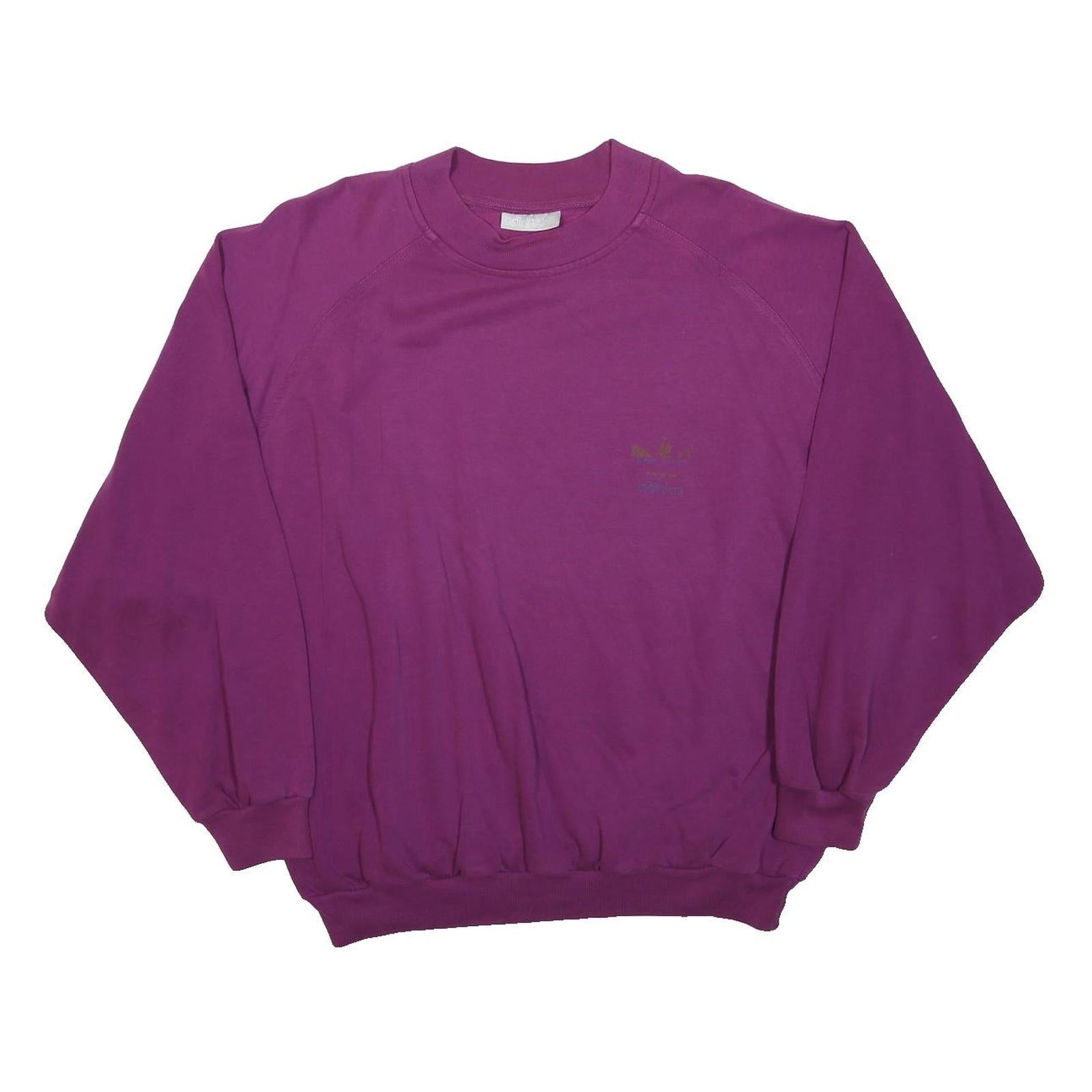 ADIDAS Womens Purple Sweatshirt Crew Neck L Cotton Blend Logo Pullover
